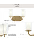Mack 2-Light Vanity Light with Layered Glass Shades Brushed Gold