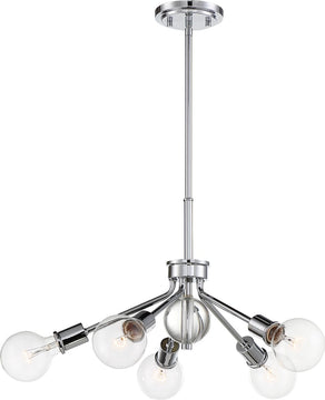 27"W Bounce 5-Light Pendant Polished Nickel
