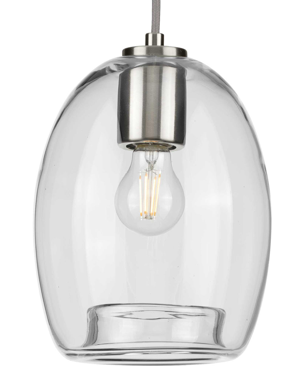 Caisson 1-Light Clear Glass Global Pendant Light Brushed Nickel
