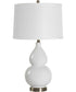 Ceramic Gourd Table Lamp in White with White Linen