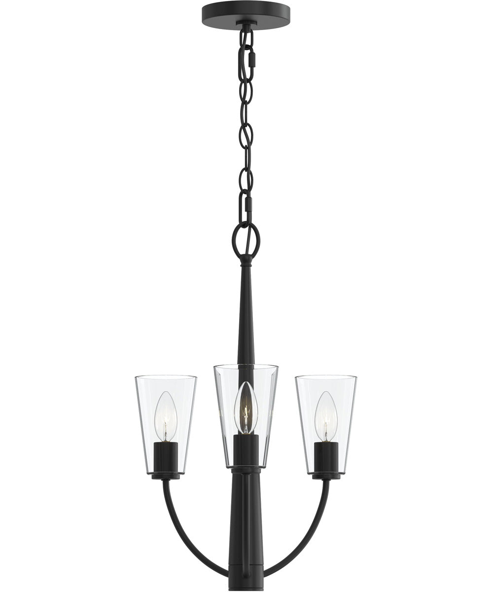 Jheni 3-Light Chandelier with Clear Glass Shades Matte Black