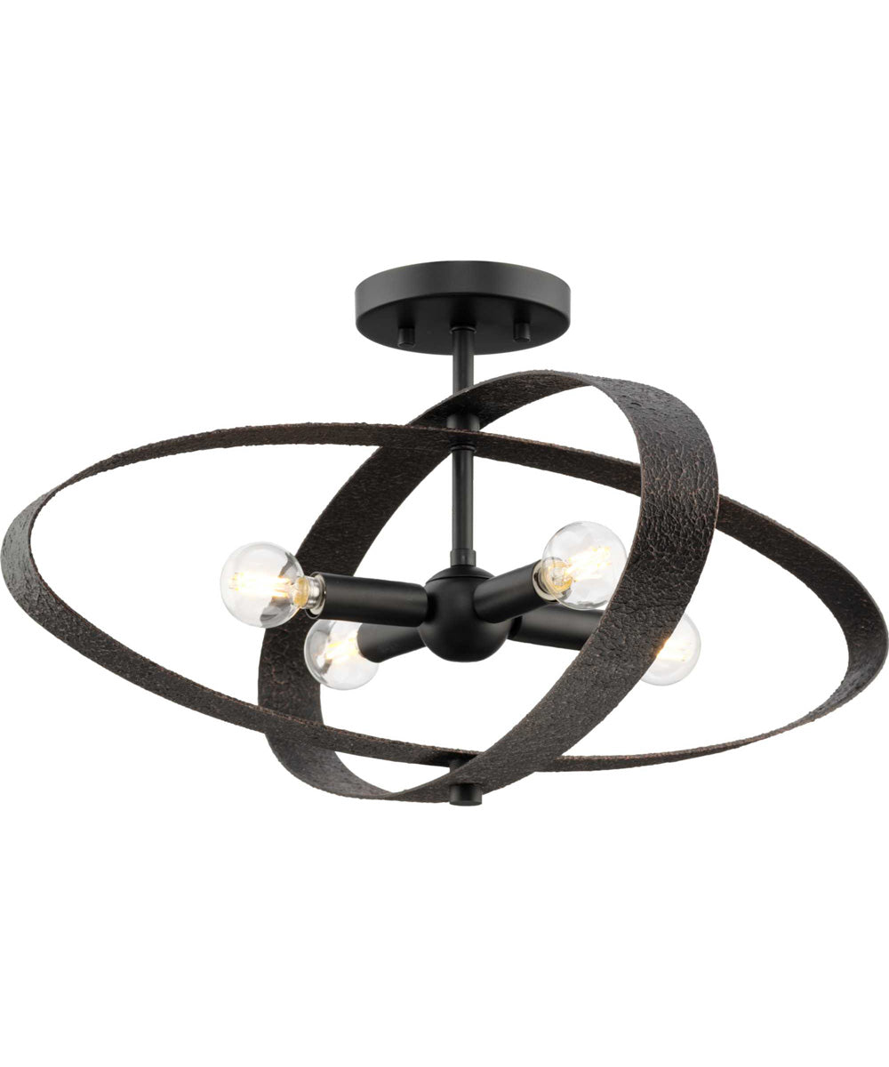 Allegheny 4-Light Rustic Modern 24" Semi-Flush Mount Light Matte Black