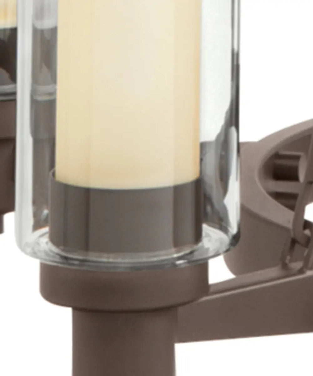 26"w Circolo 6-Light Chandelier Light Olde Bronze Finish with Dual Clear + Umber Glass Shades