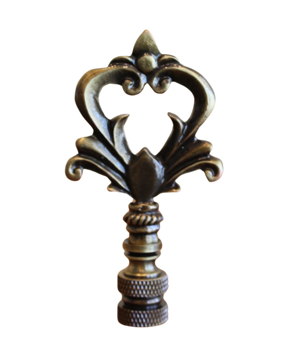 Neo-Classical Church Key Lamp Finial Antique Brass, 3.1"h