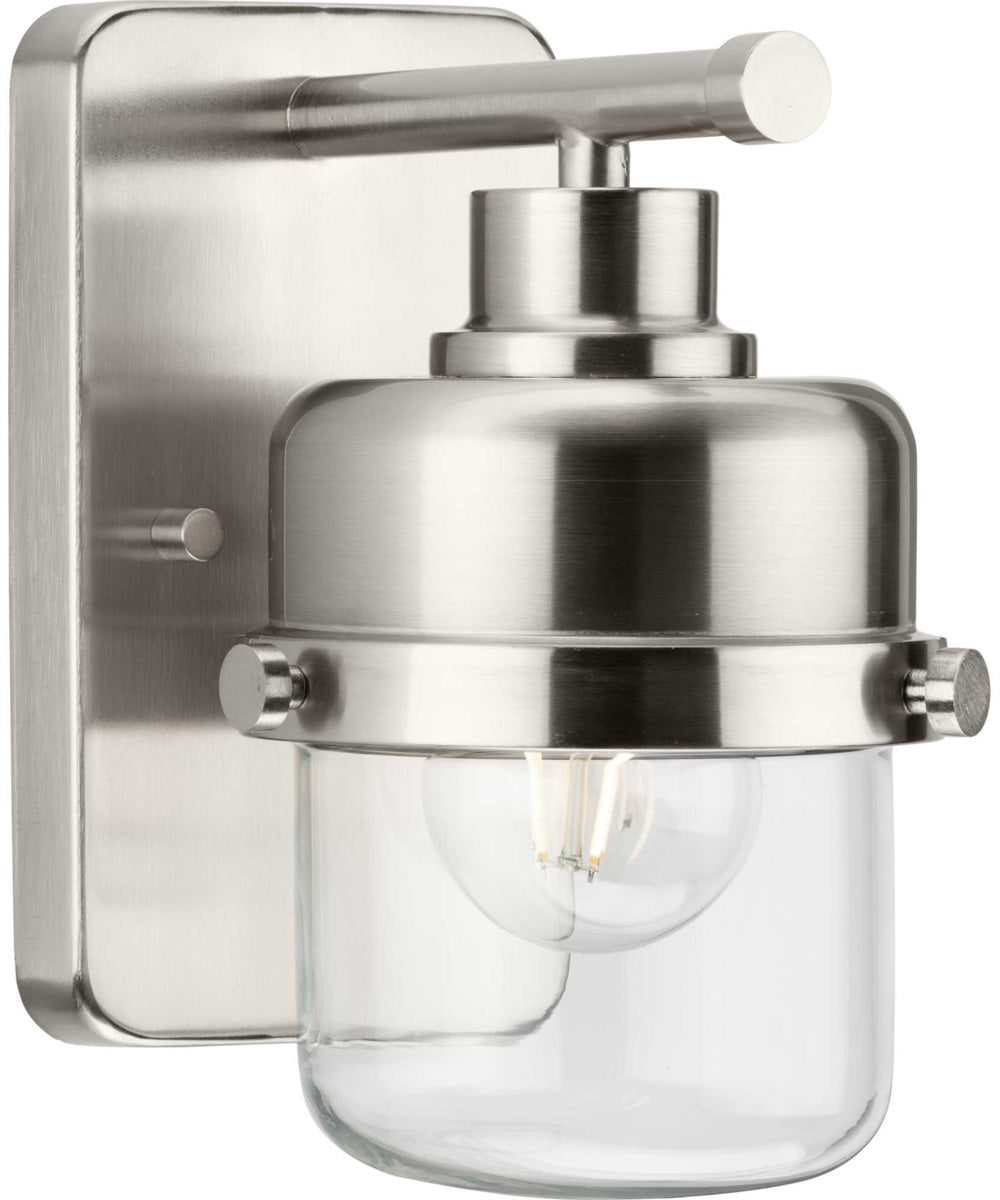 Beckner 1-Light Clear Glass Urban Industrial Bath Light Brushed Nickel
