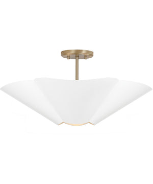 Maeve 4-Light Pendant Matte Brass and White