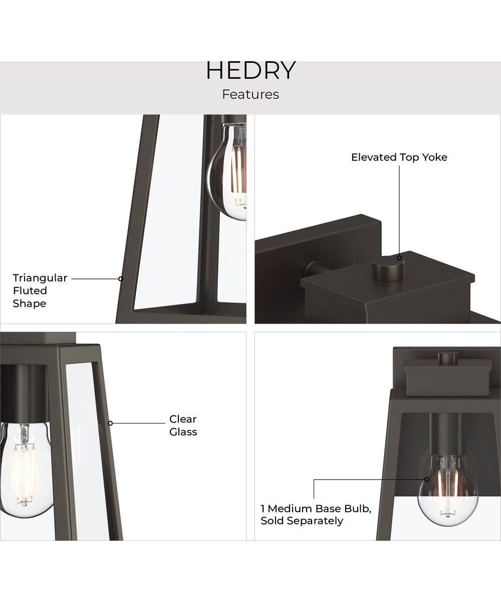 Hedry Small Outdoor Wall Lantern with Clear Glass Panels Antique Bronze