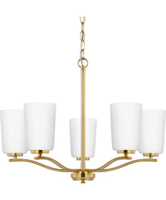 Adley 5-Light Etched White Glass New Traditional Chandelier Satin Brass