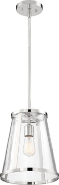 11"W Bruge 1-Light Pendant Polished Nickel / Clear