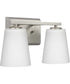 Vertex 2-Light Etched White Glass Contemporary Bath Light Brushed Nickel