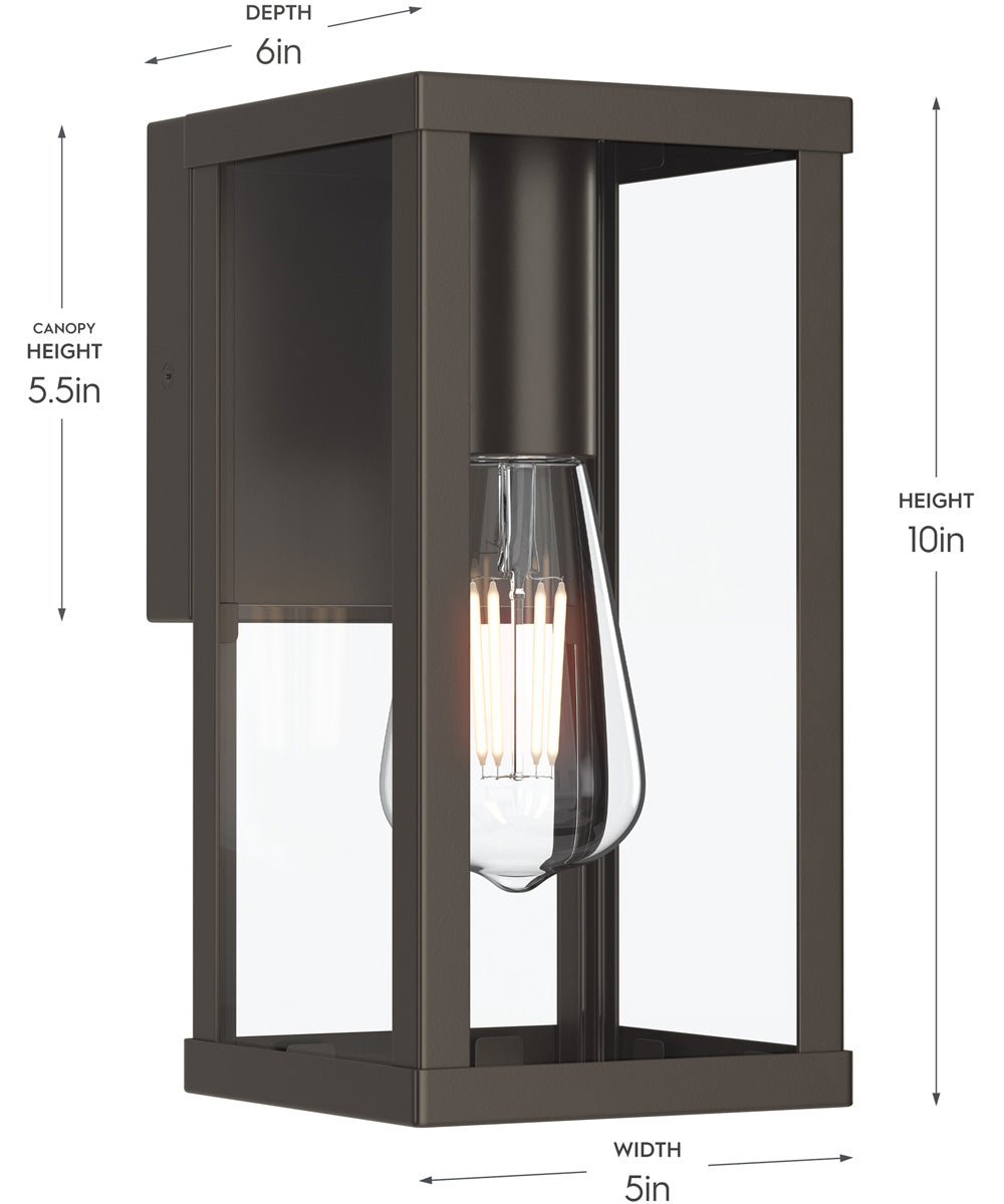 Ryle 1-Light Small Wall Lantern with Clear Glass Panels Antique Bronze