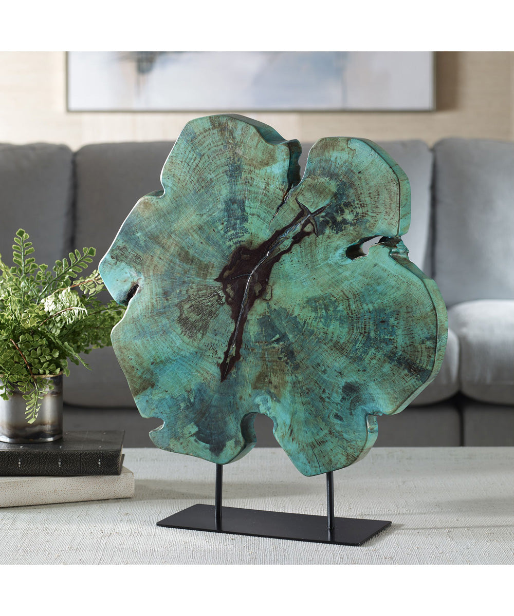 Bahati Wood Blue Sculpture