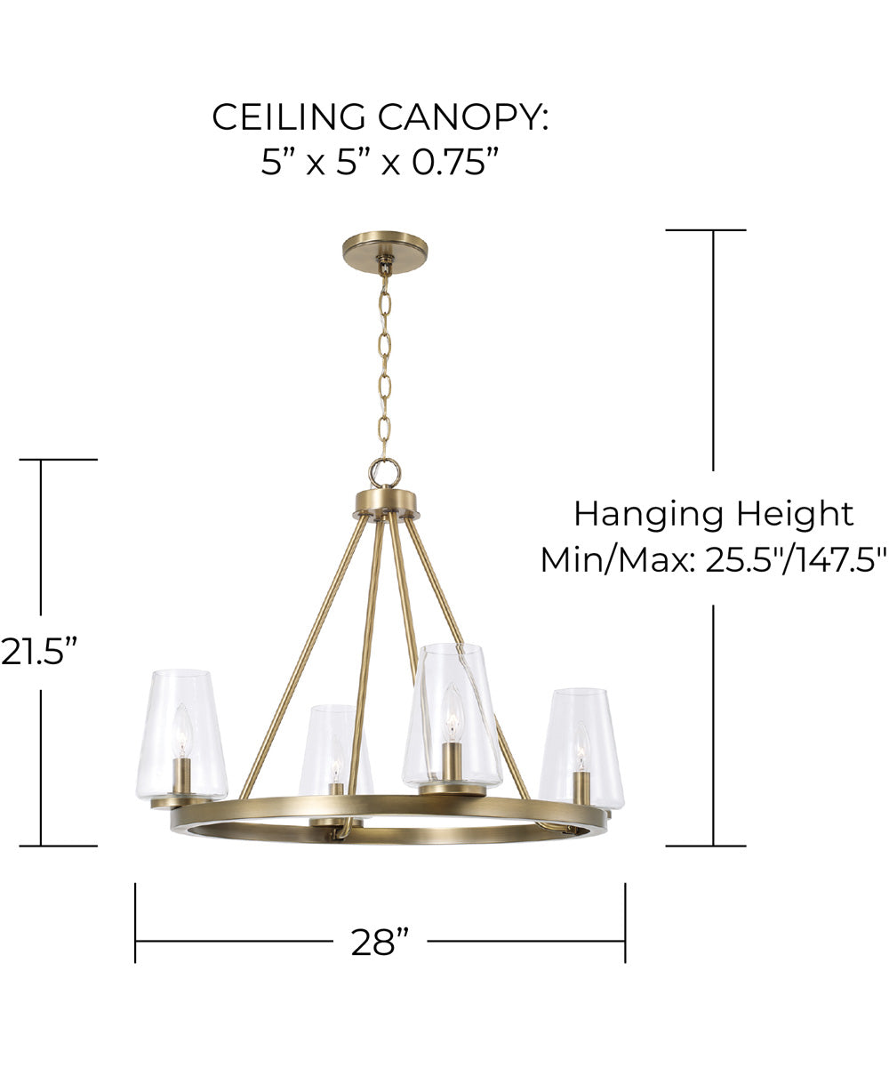 Aaron 4-Light Chandelier Aged Brass