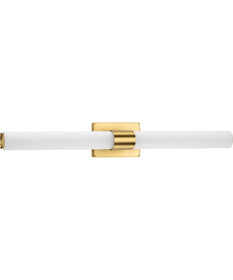Blanco LED 32" Etched White Glass Luxe Bath Vanity Light Satin Brass