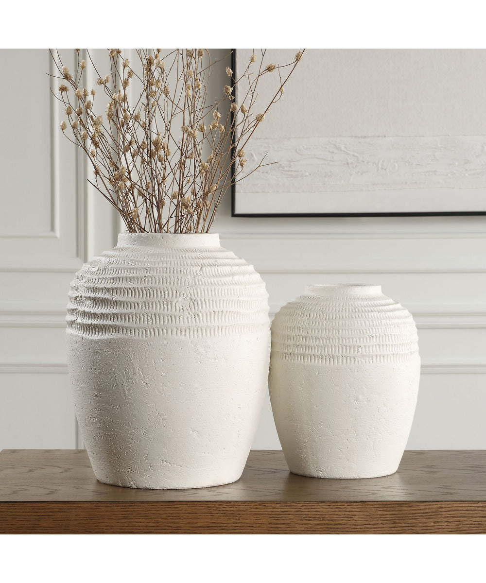 Luna Ridge White Ceramic Vases Set of 2