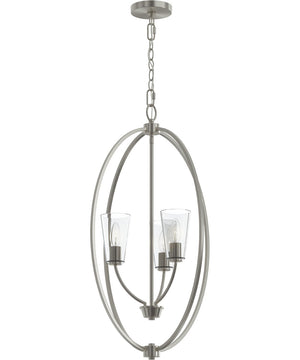 Jheni 3-Light Foyer Pendant with Clear Glass Shades Brushed Nickel