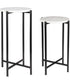 Set of 2 Tables with White Marble and Iron Black