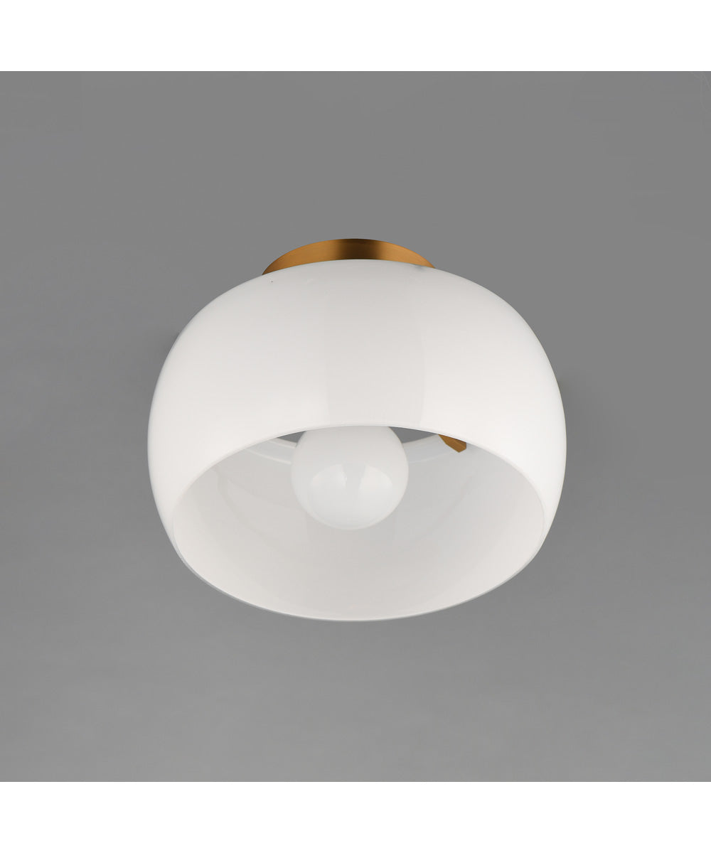 Glazed Flush Mount White/Natural Aged Brass