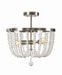 Dumas 16"W 3-Light Brushed Steel Finish Weathered White Wood Bead Semi Flush by KenroyHome