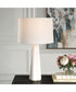 Ceramic Table Lamp with White Satin Glaze and White Linen