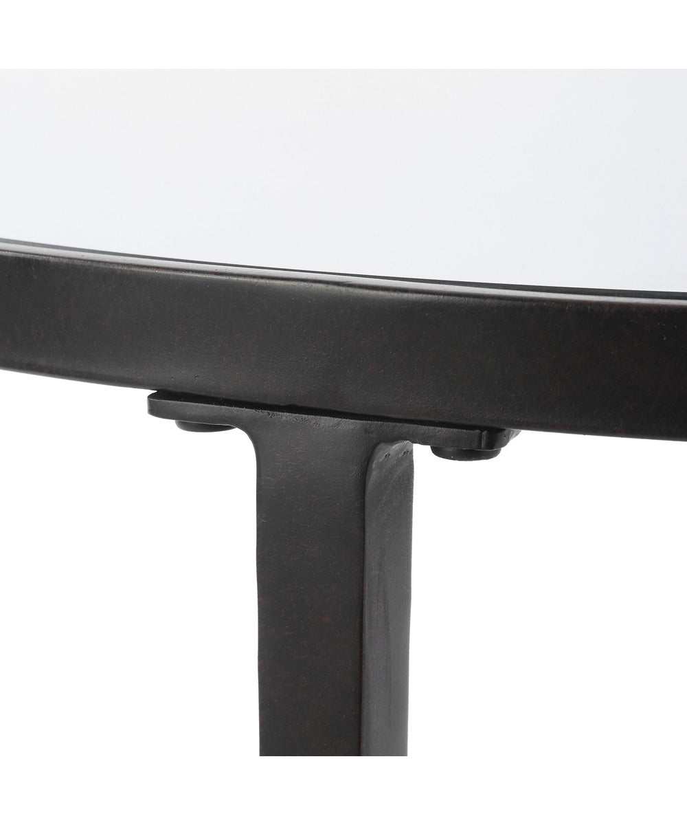 Accent Furniture with Tempered Glass and Mirror Satin Black