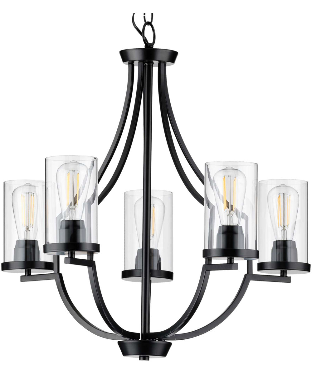 Lassiter 5-Light Clear Glass Modern Chandelier Light Matte Black