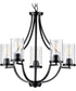 Lassiter 5-Light Clear Glass Modern Chandelier Light Matte Black