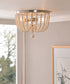 Dumas 16"W 3-Light Brushed Steel Finish Weathered White Wood Bead Flushmount by KenroyHome