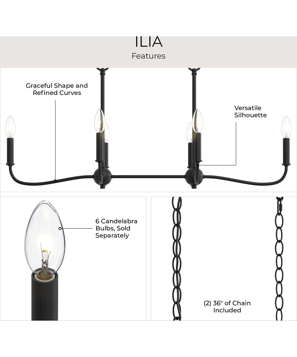Ilia 6-Light Island Chandelier Matte Black