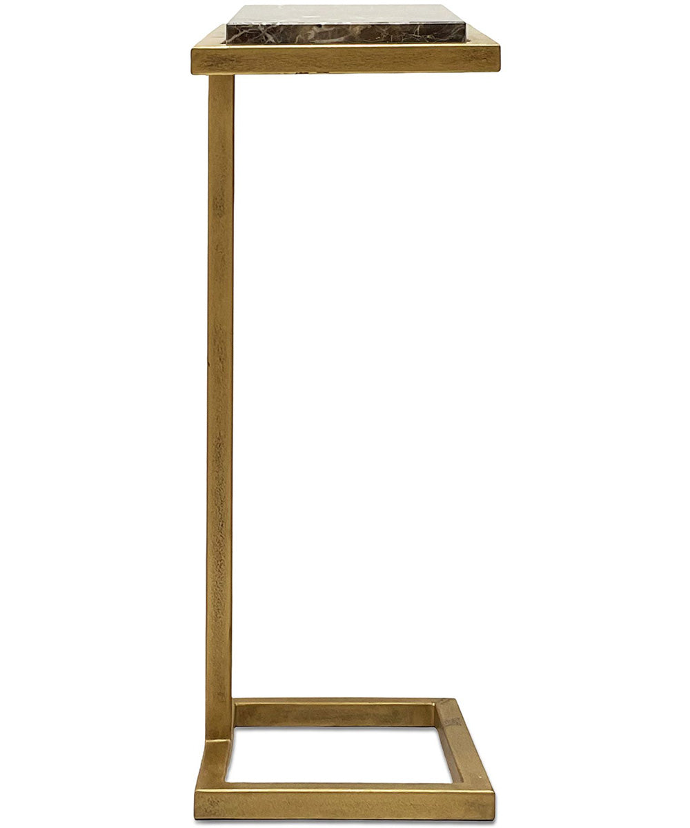Martini Table with Iron Frame in Antiqued Gold with Brown Marble