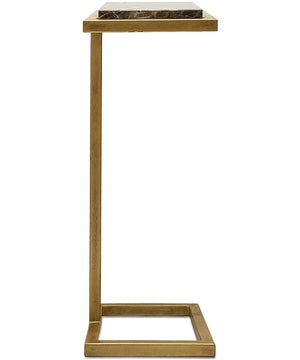 Martini Table with Iron Frame in Antiqued Gold with Brown Marble