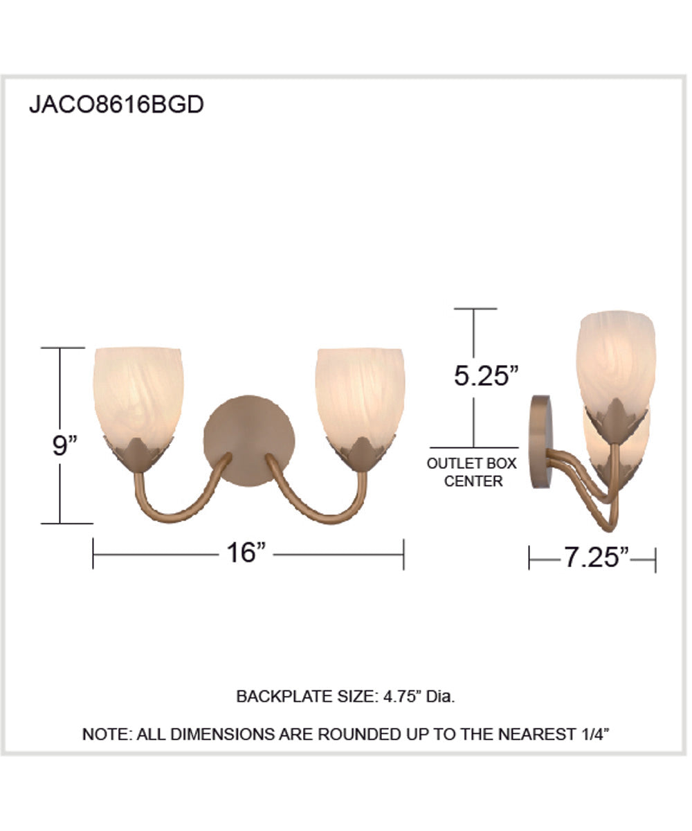 Jacobs 2-light Bath Light Bronze Gold