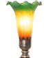12" High Amber/Green Tiffany Pond Lily Cherub Mini Lamp