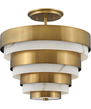 Echelon 3-Light Medium Semi Flush Mount in Heritage Brass