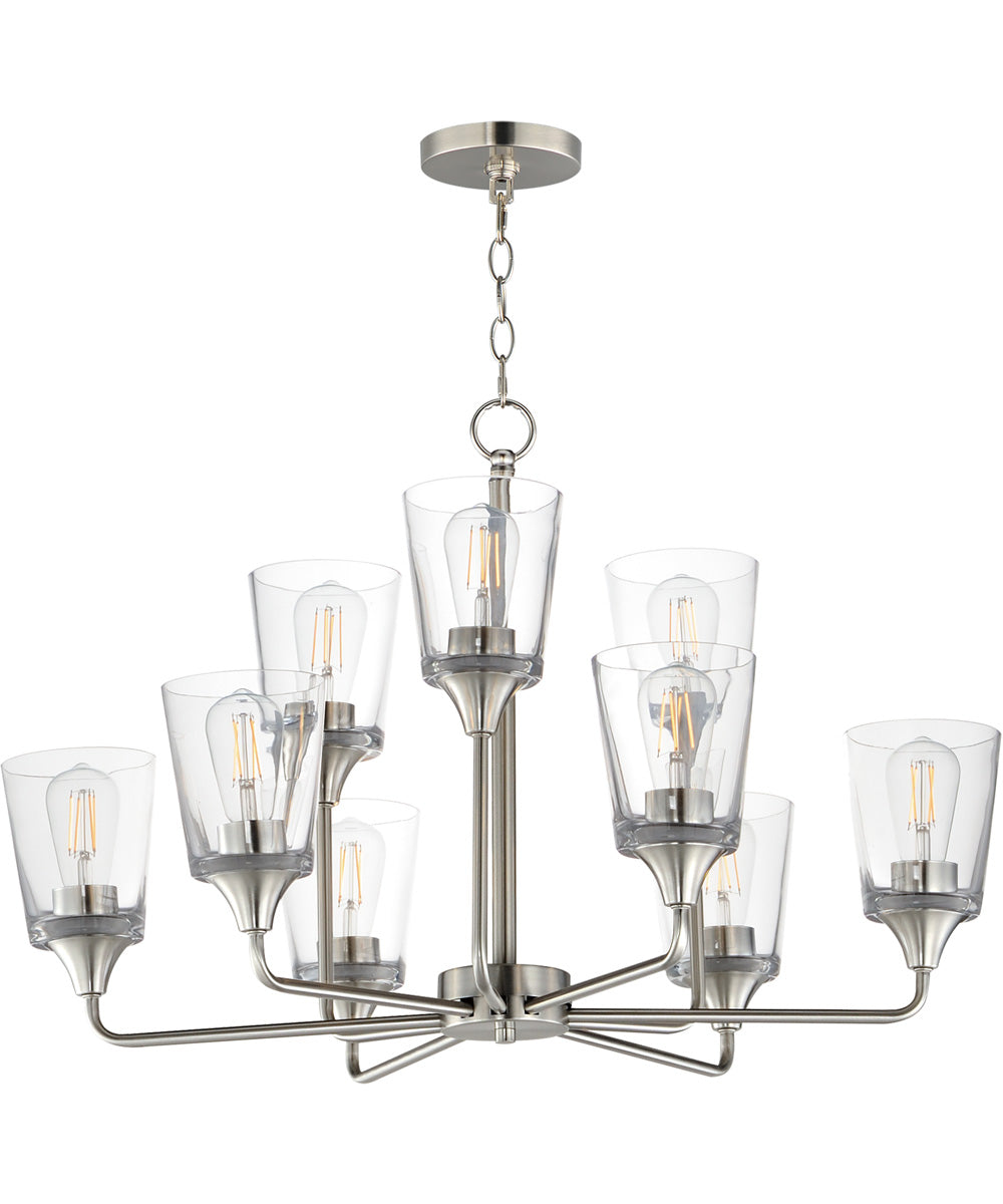Hudson 9-Light Two-Tier Chandelier Satin Nickel