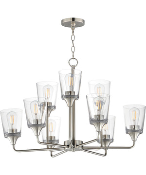Hudson 9-Light Two-Tier Chandelier Satin Nickel