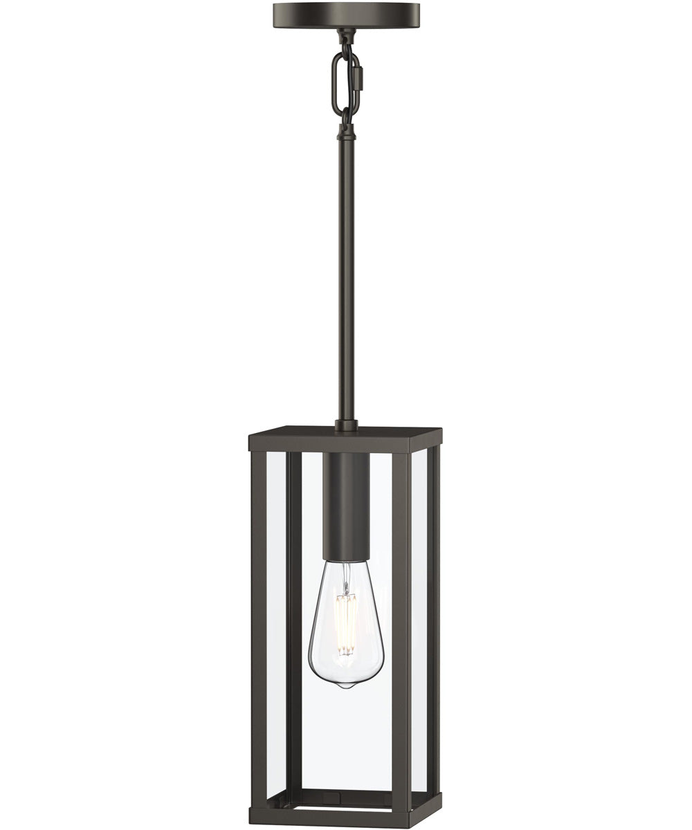 Ryle 1-Light Outdoor Pendant Light with Clear Glass Panels Antique Bronze