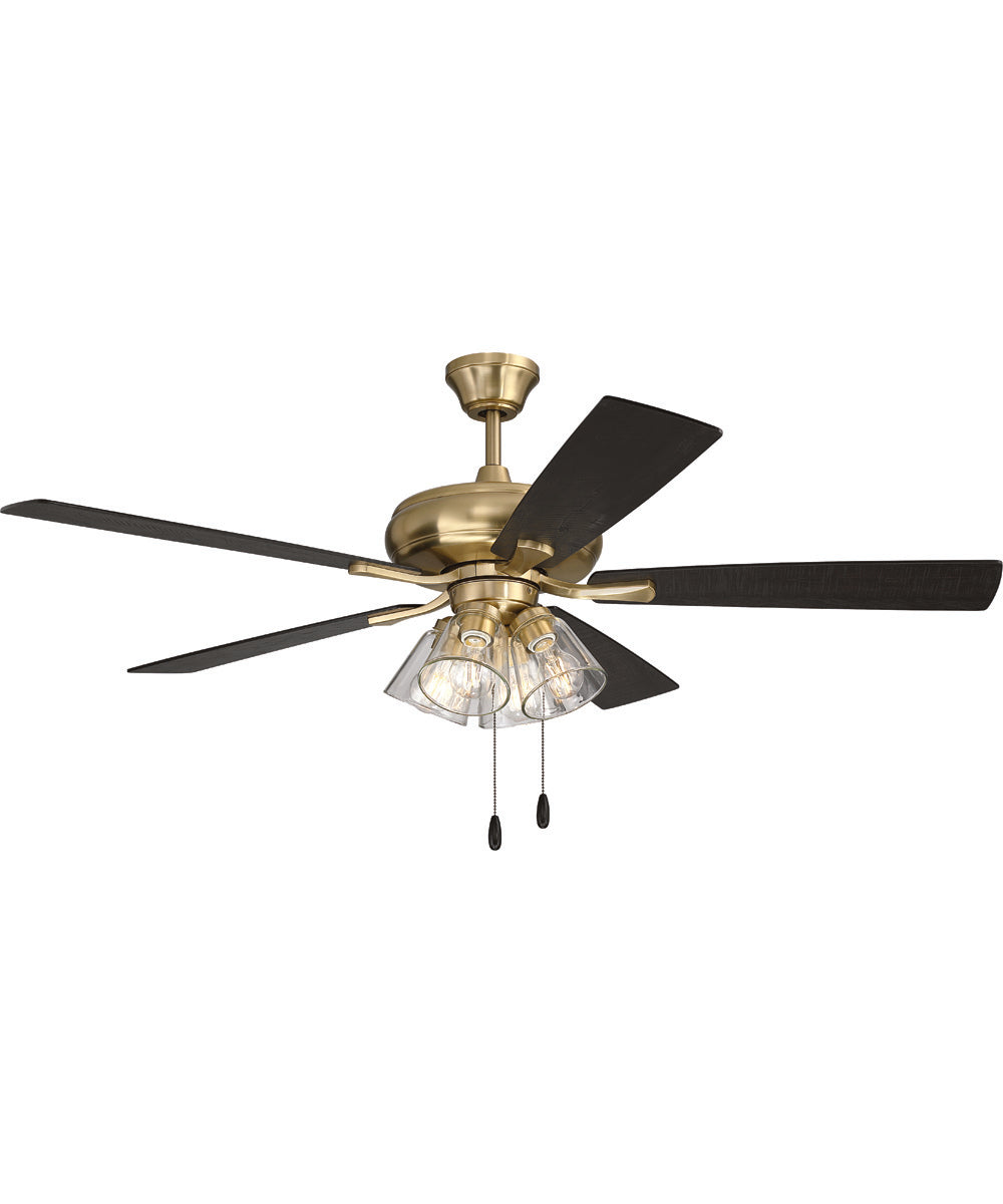 Eos Clear 4 Light 4-Light Fan Satin Brass