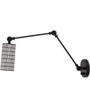 Shaka 1-Light Swing Arm Wall Sconce Black / White