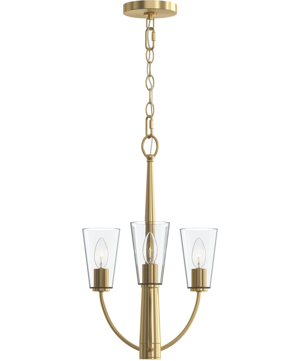 Jheni 3-Light Chandelier with Clear Glass Shades Brushed Gold