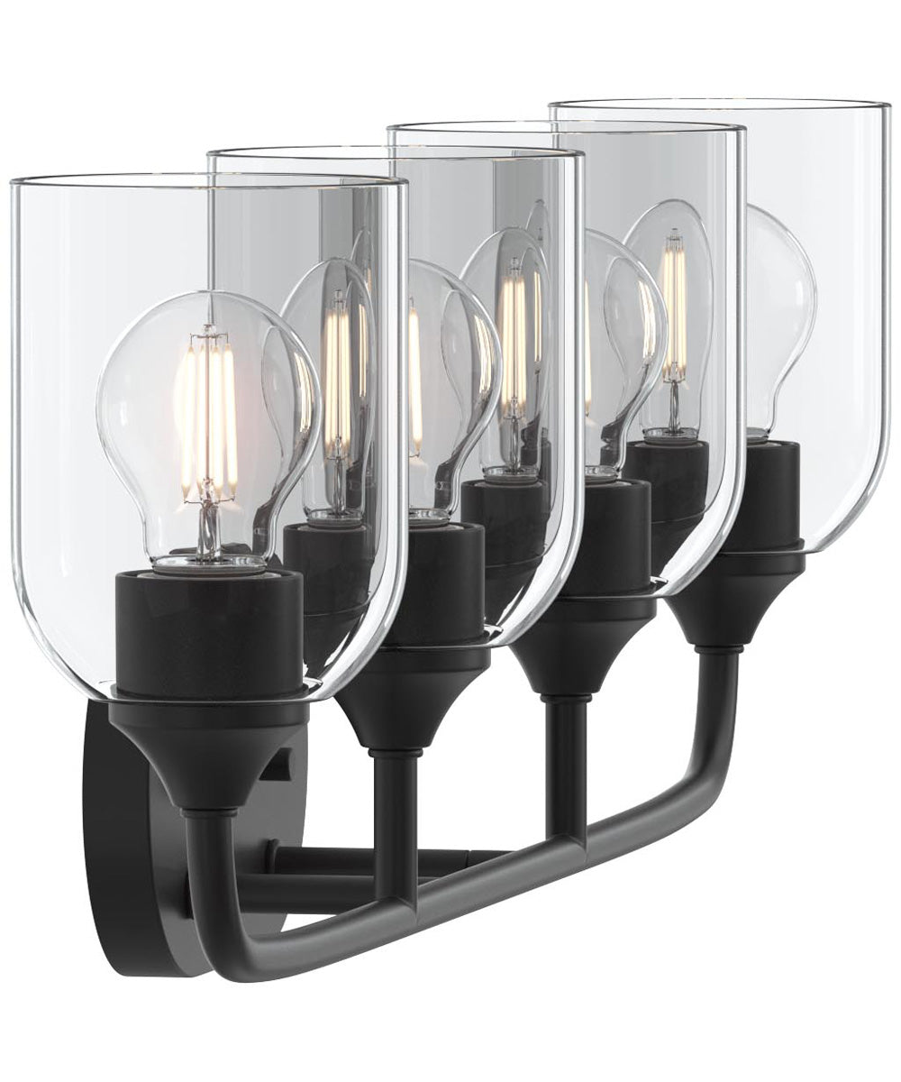 Ilia 4-Light Bath Vanity with Clear Glass Shade Matte Black