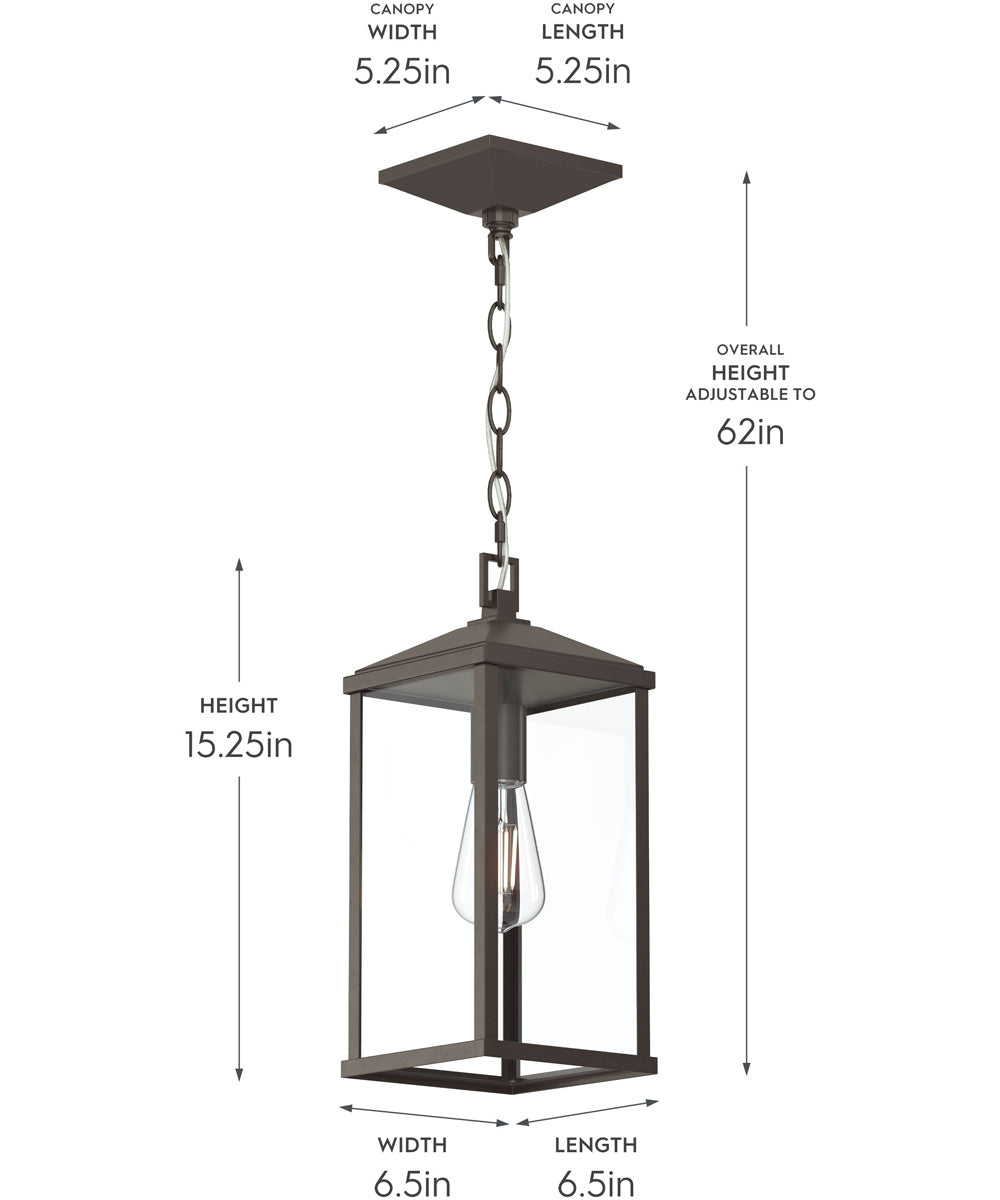 Cantley Outdoor Pendant with Clear Glass Panels Antique Bronze