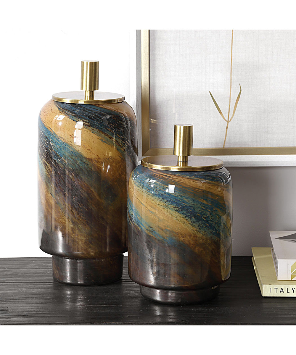 Celestial Tide Glass Containers Set of 2