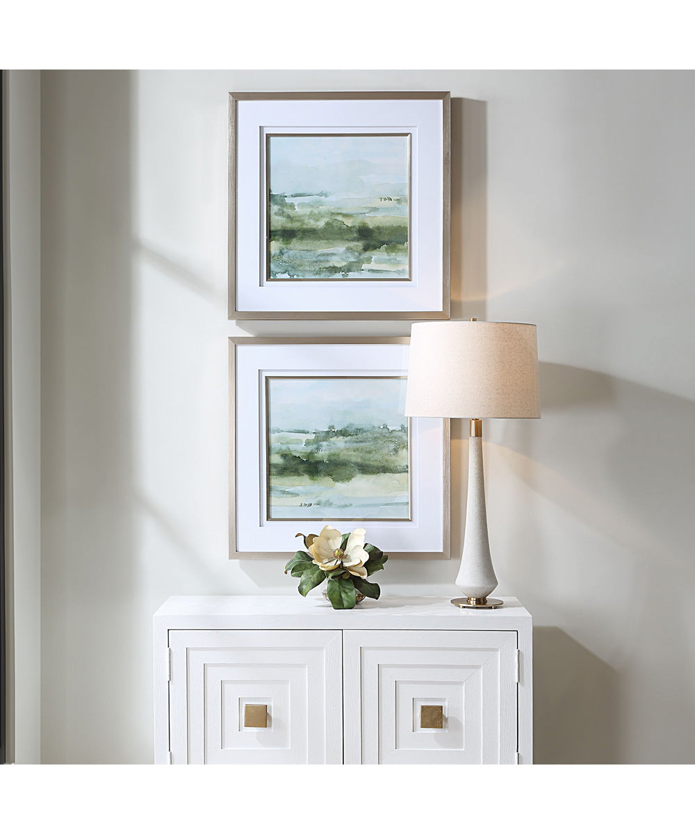 Soft Sage Abstract Landscape Prints Set of 2