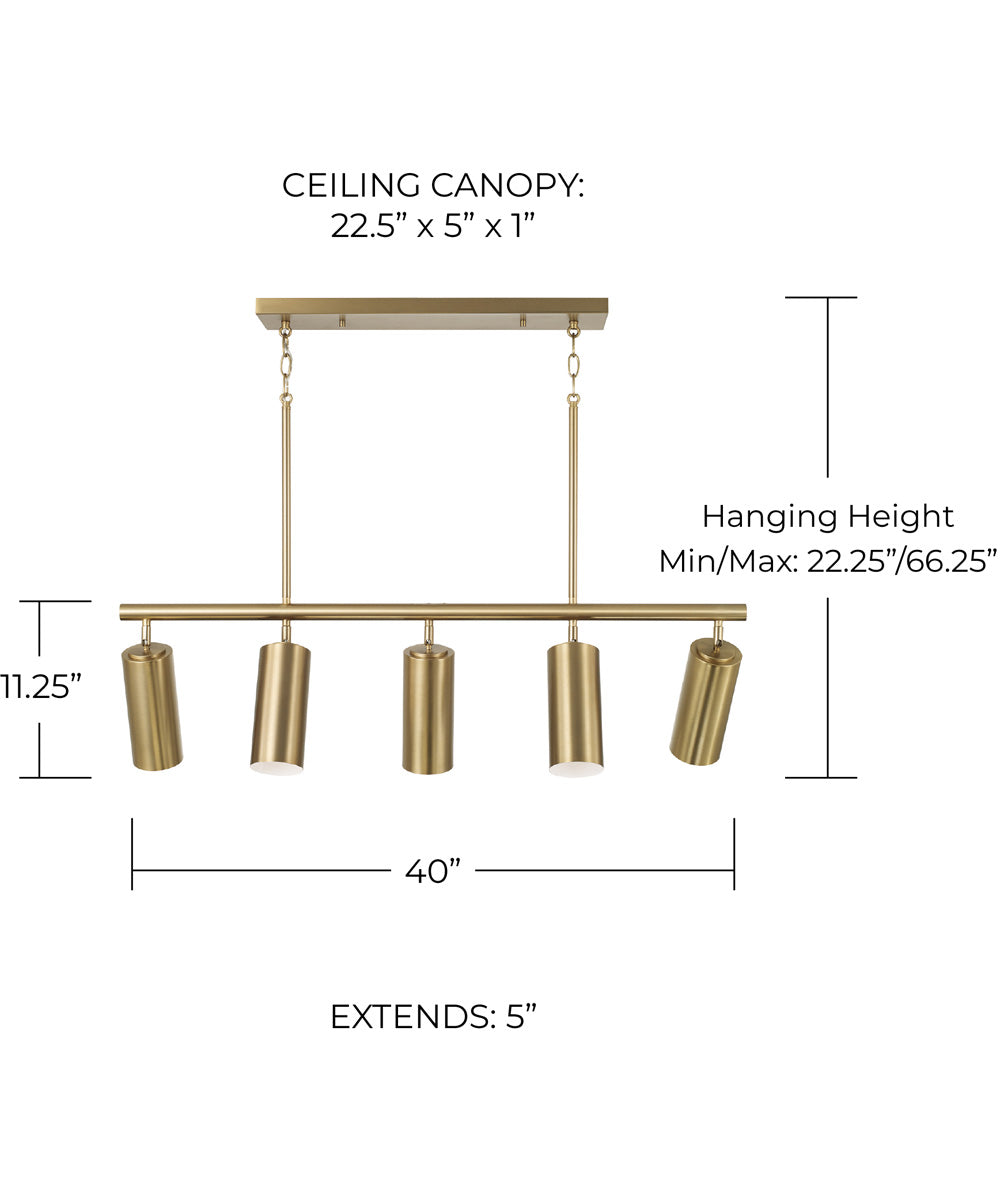 Robbie 5 -Light-Linear Chandelier Aged Brass