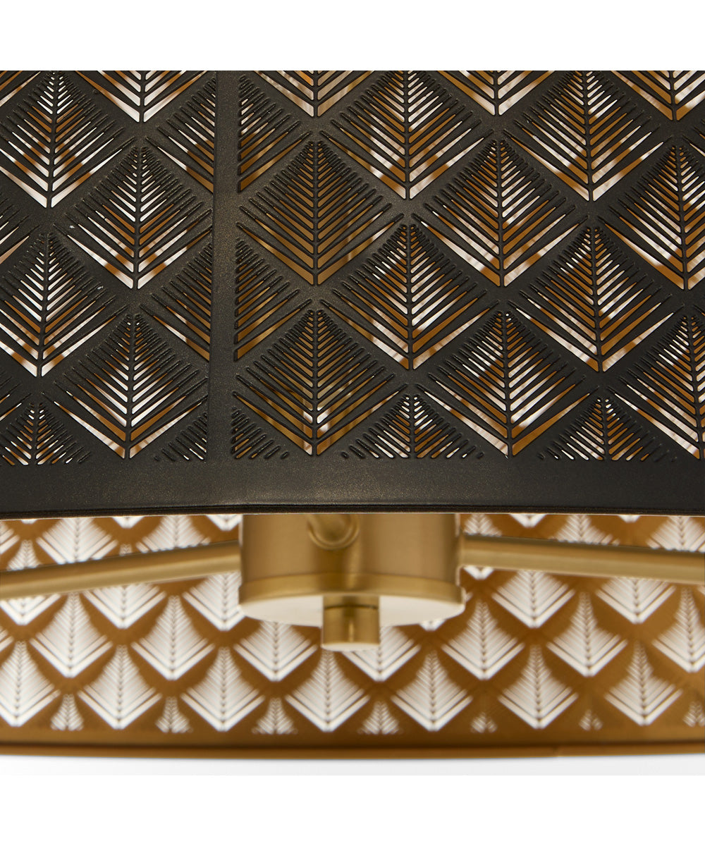 Benedict 3-light Pendant Matte Black|Aged Brass