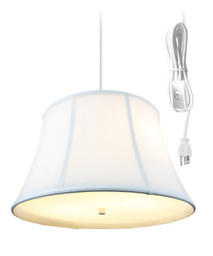 2 Light Swag Plug-In Pendant 17"w White Shantung with Diffuser, White Cord