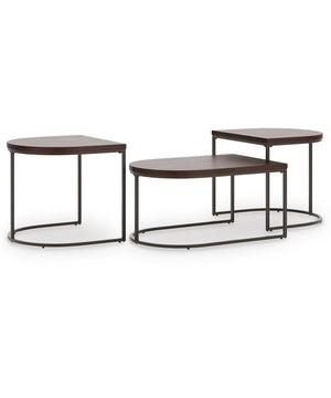 Vanmore Occasional Table Set Set of 3 Dark Brown