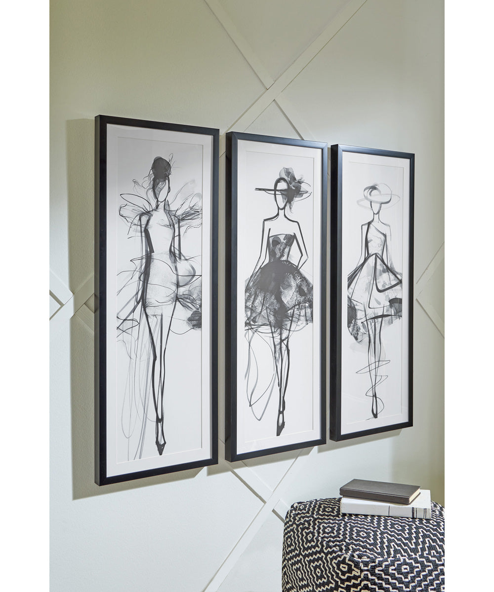 Mckerrick Wall Art Set Set of 3 Black/White