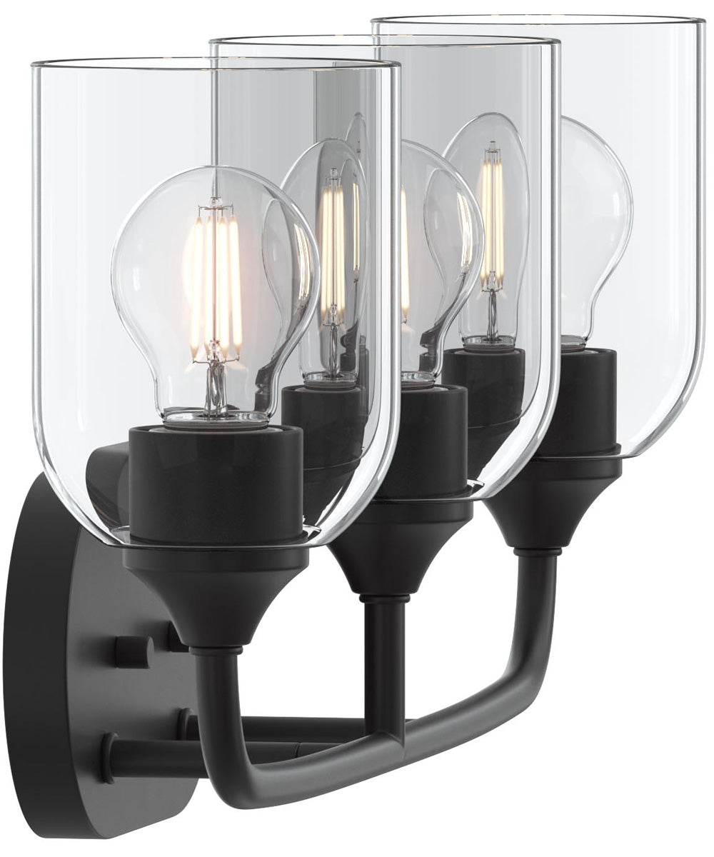 Ilia 3-Light Bath Vanity with Clear Glass Shade Matte Black